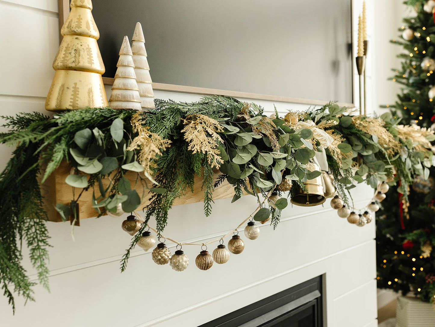 Whitewashed Gold Gilded Tree - 3 Sizes