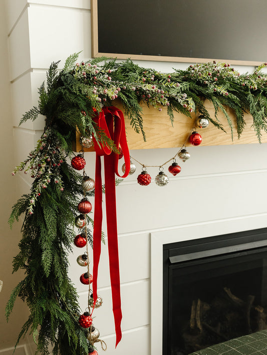 Red Mercury Glass Ornament Garland
