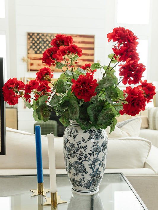 Red Geranium Spray - 24”