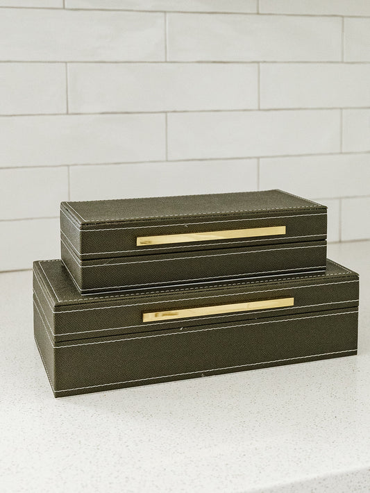 Green Vegan Leather Boxes - 2 Sizes