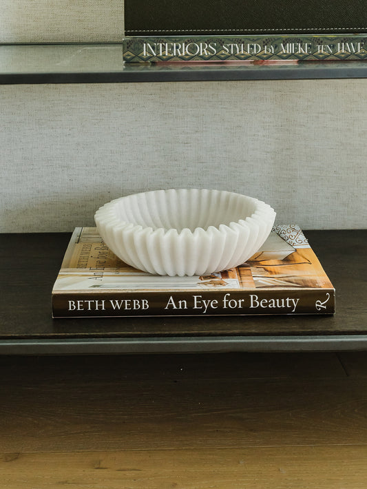 Ruffled Resin Marble Bowl