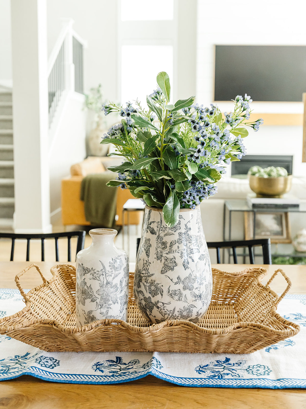 Handwoven Rattan Scalloped Tray - 2 Sizes