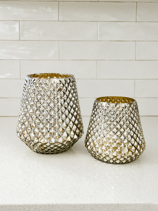Mercury Glass Honeycomb Vase - 2 Sizes