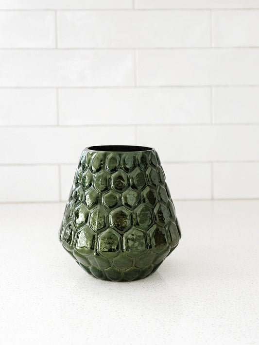 Embossed Green Mercury Candle Holder/Mini Vase