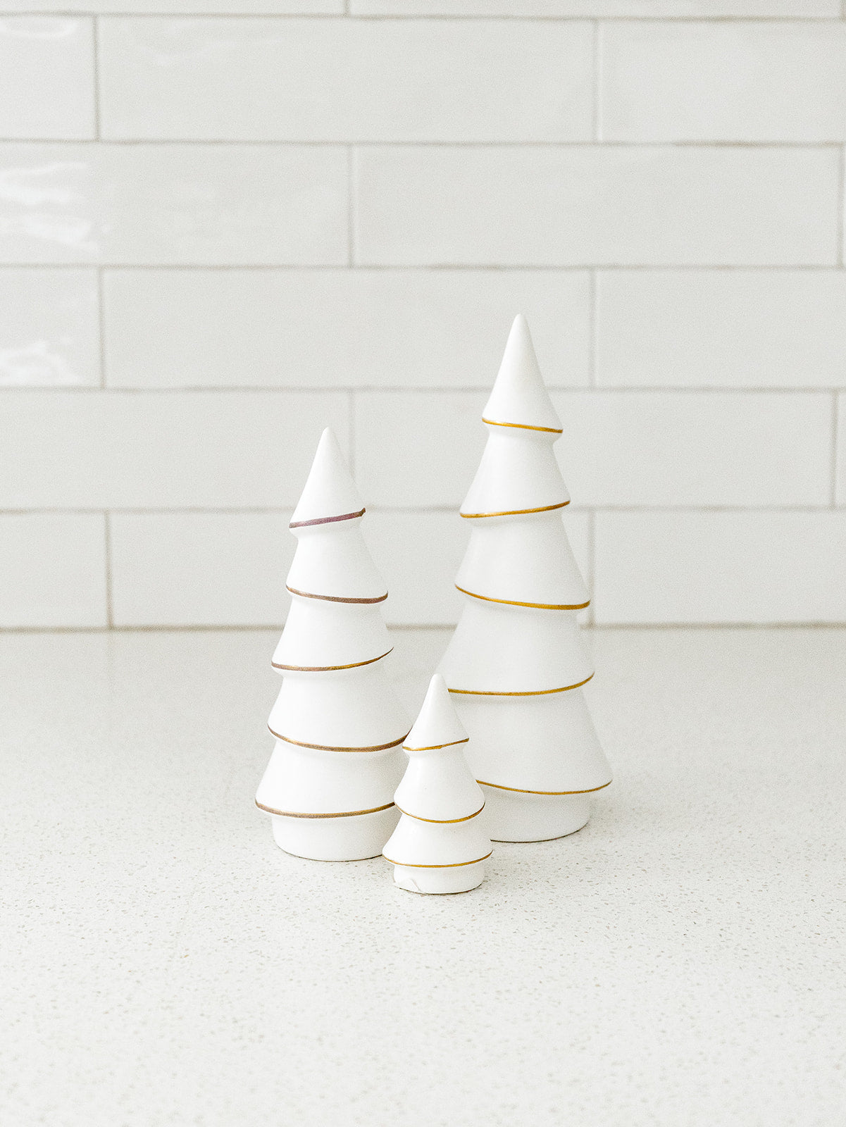 Alpina Porcelain Tree - White with Gold Trim