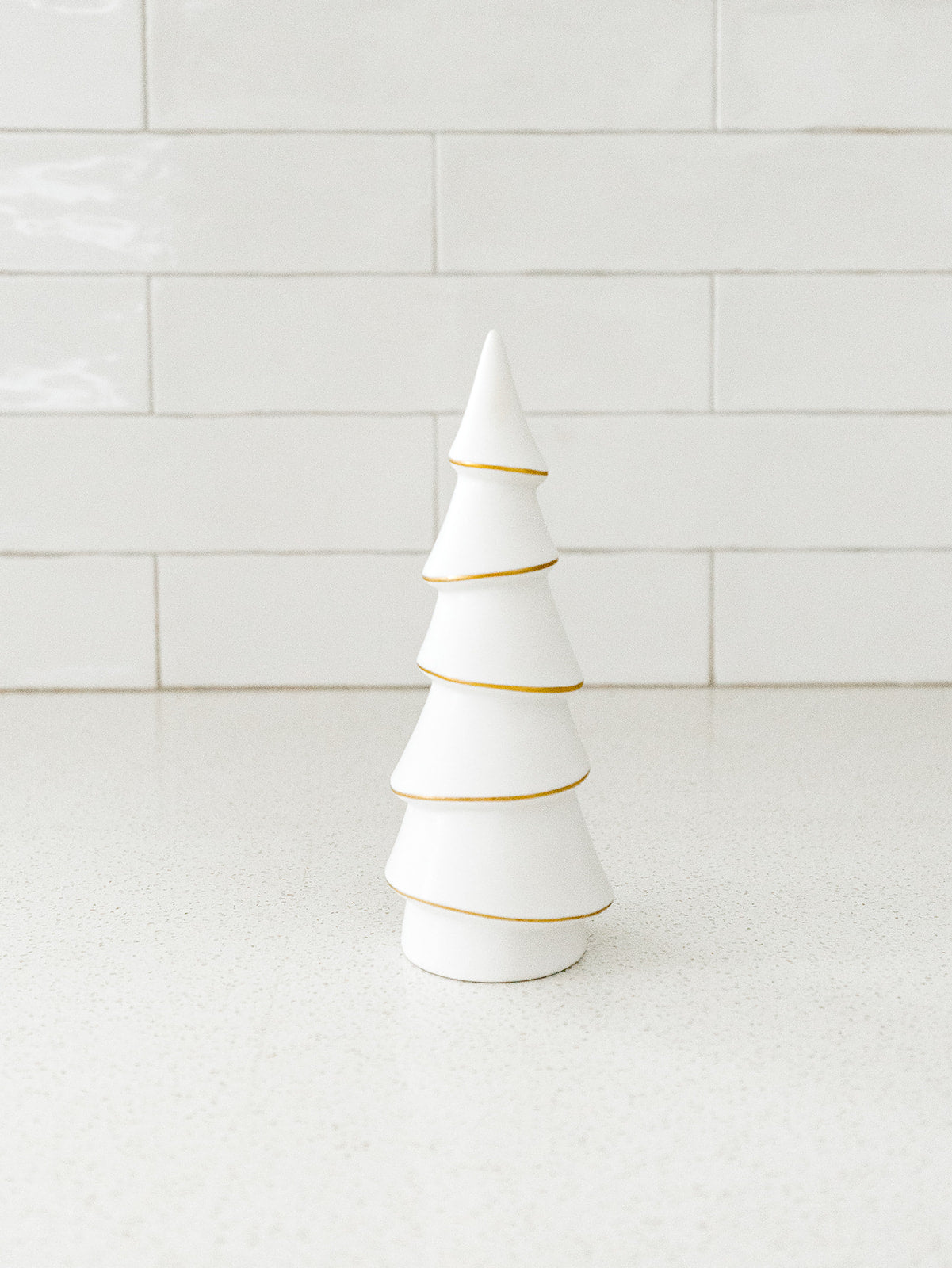 Alpina Porcelain Tree - White with Gold Trim