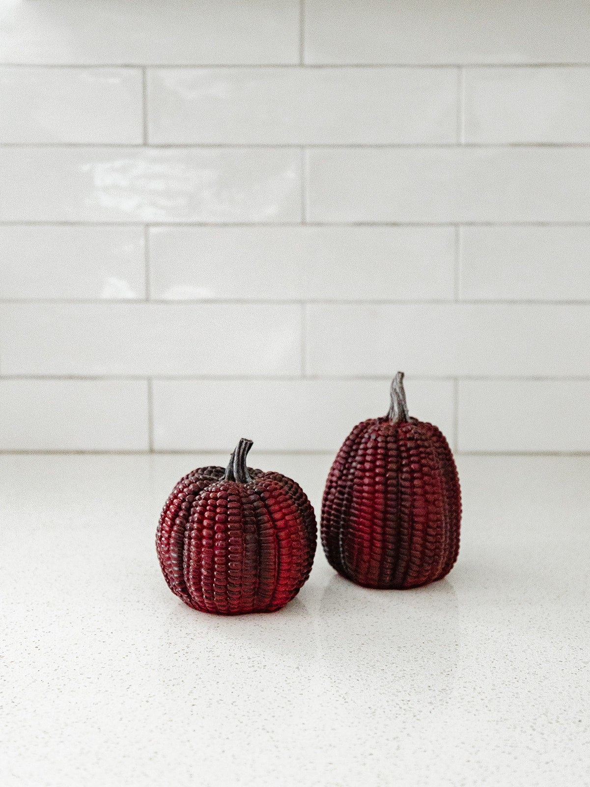Burgundy ResIn Corn Pumpkins - Set of 2