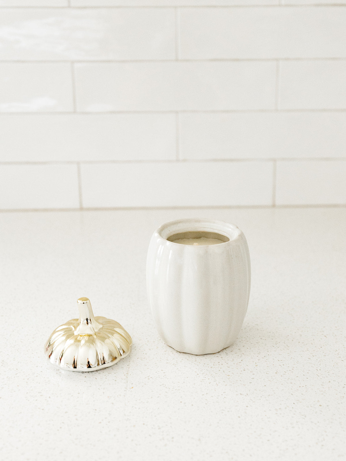 Silver Lidded Pumpkin Candle - Pumpkin Sugar