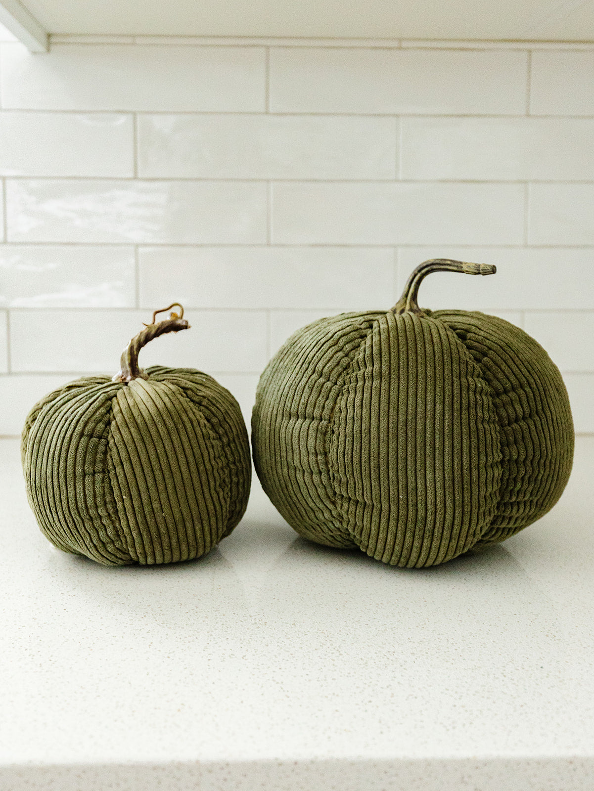 Green Corduroy Pumpkin - 2 Sizes