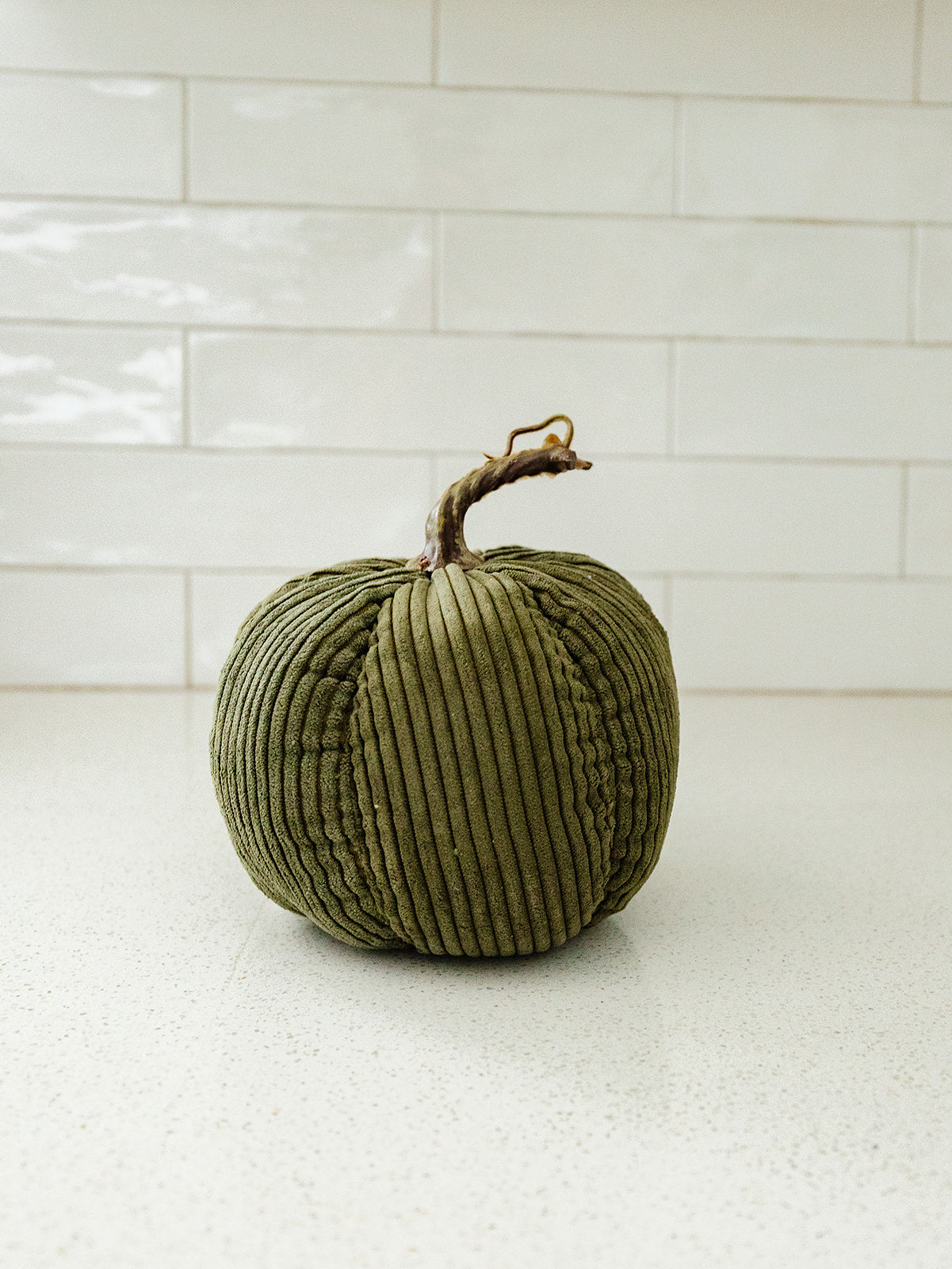 Green Corduroy Pumpkin - 2 Sizes