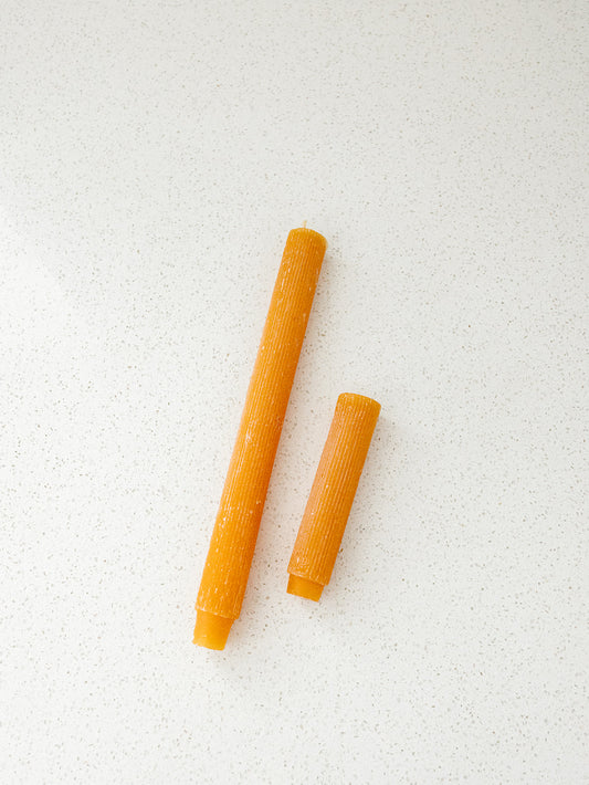 Orange Pleated Taper Candle - 2 Sizes