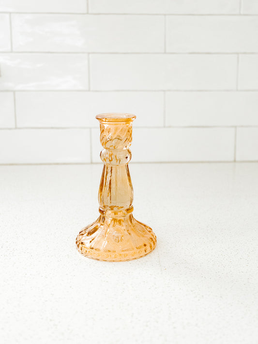 Light Orange Glass Taper Holder
