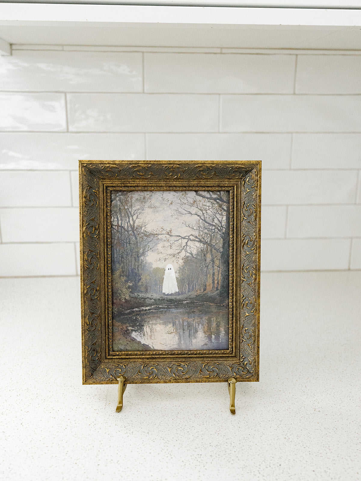 Halloween Ghost in the Woods Framed Art