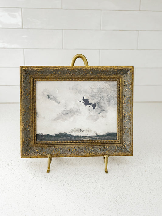 Halloween Witch Flying Framed Art