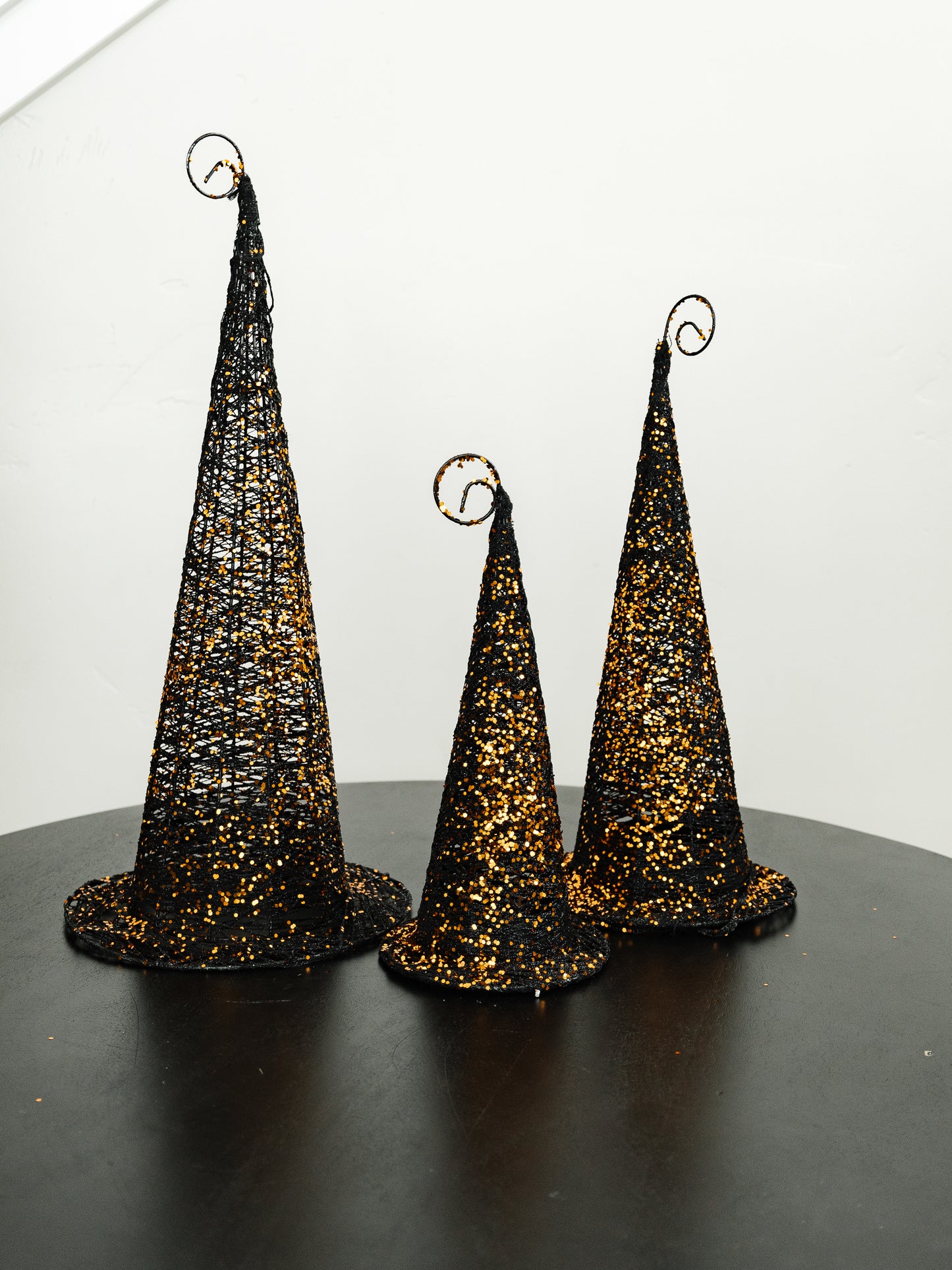 Black Glitter Wire Witches Hats - 3 Sizes