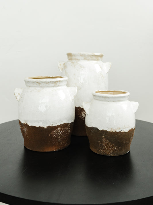 Cream and Brown Glazed Jugs - 3 Sizes