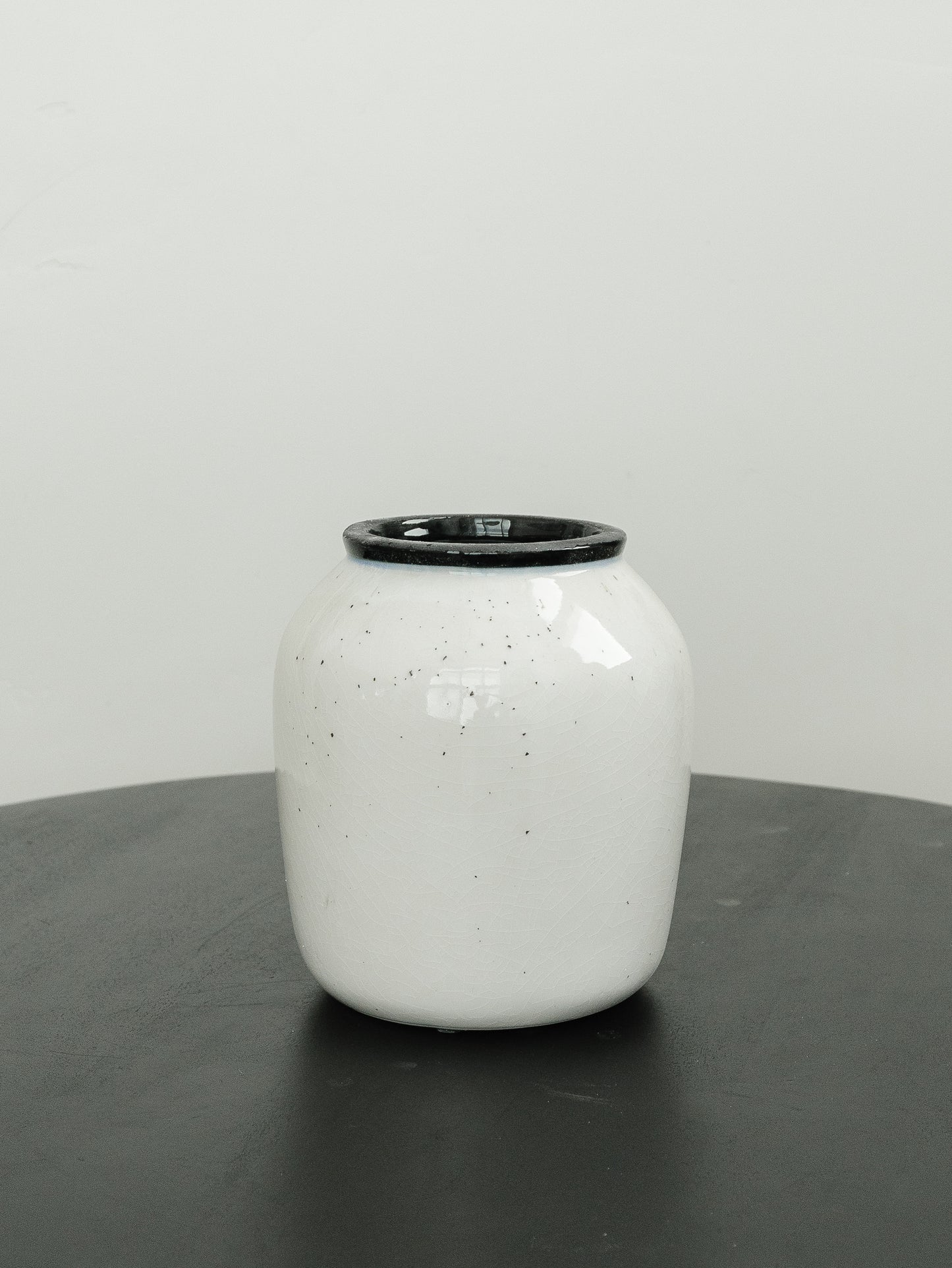 White Crackled Black Rimmed Vase - 3 Sizes