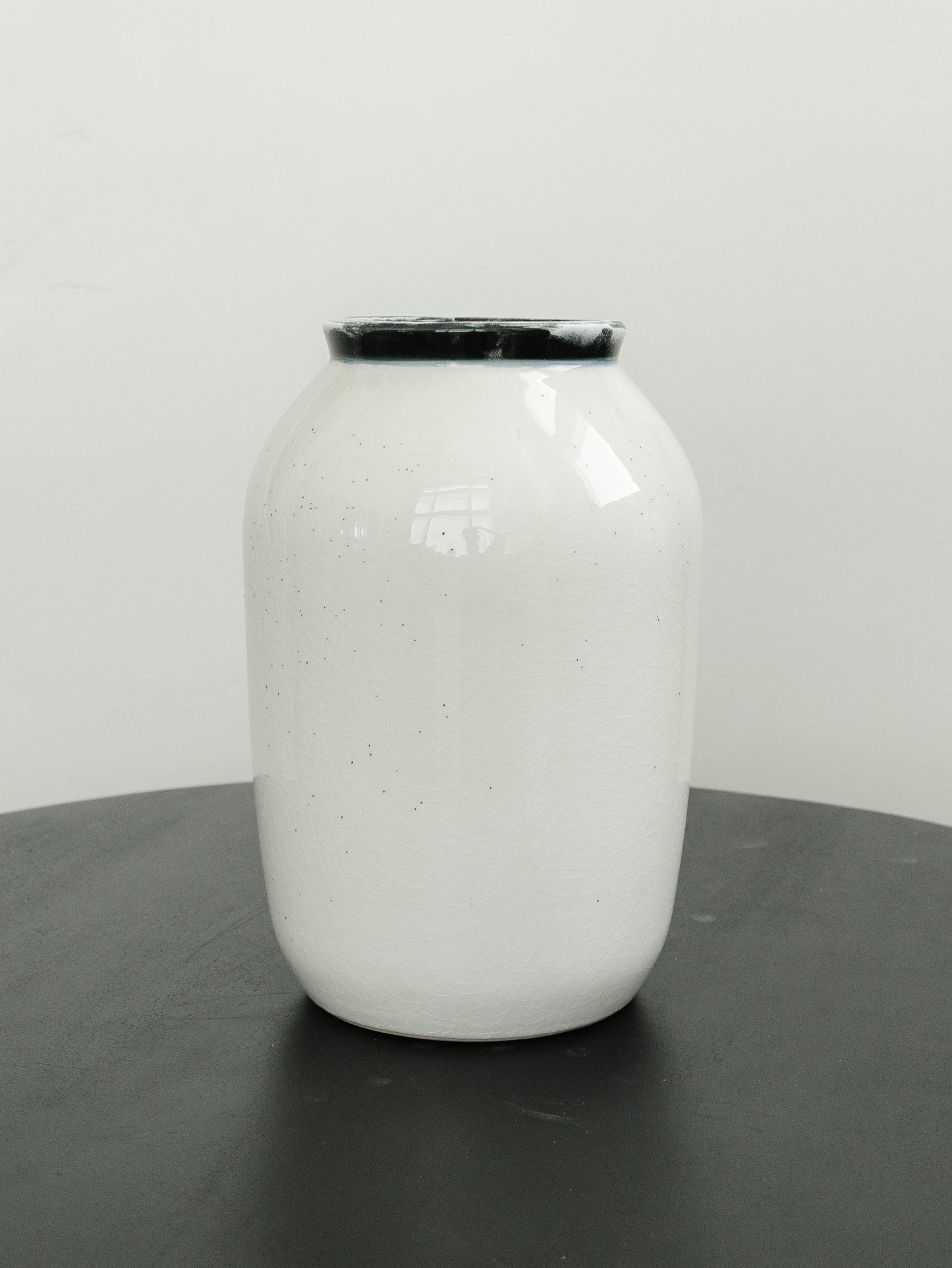 White Crackled Black Rimmed Vase - 3 Sizes