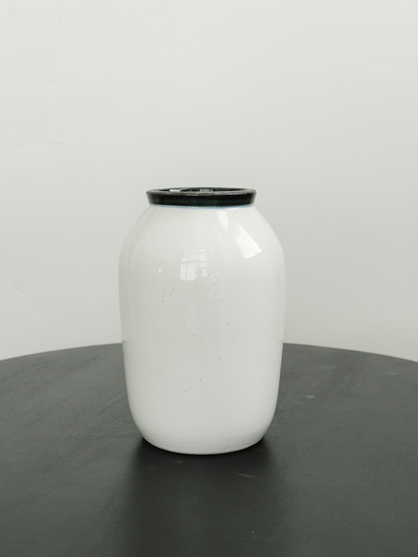 White Crackled Black Rimmed Vase - 3 Sizes