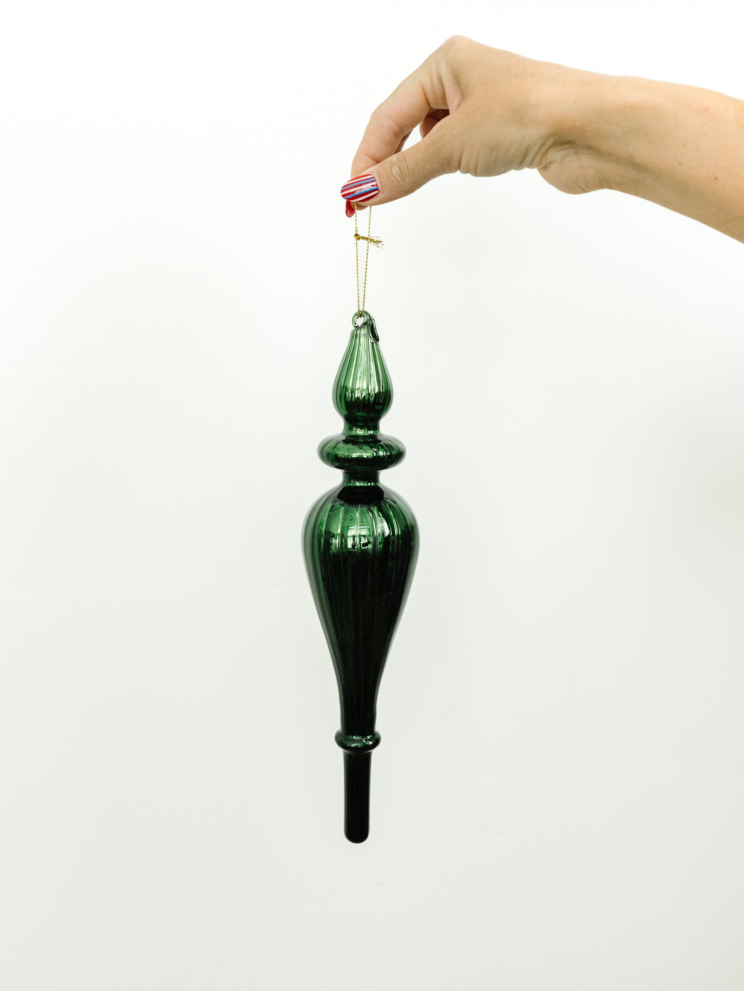 Green Finial Glass Ornament - 2 Styles - 11.75"