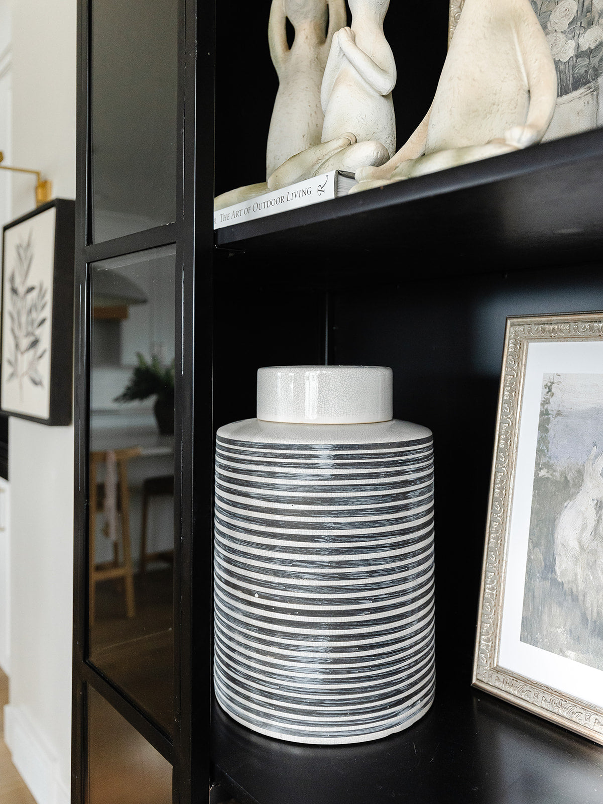 Striped Lidded Ceramic Jar - 2 Sizes