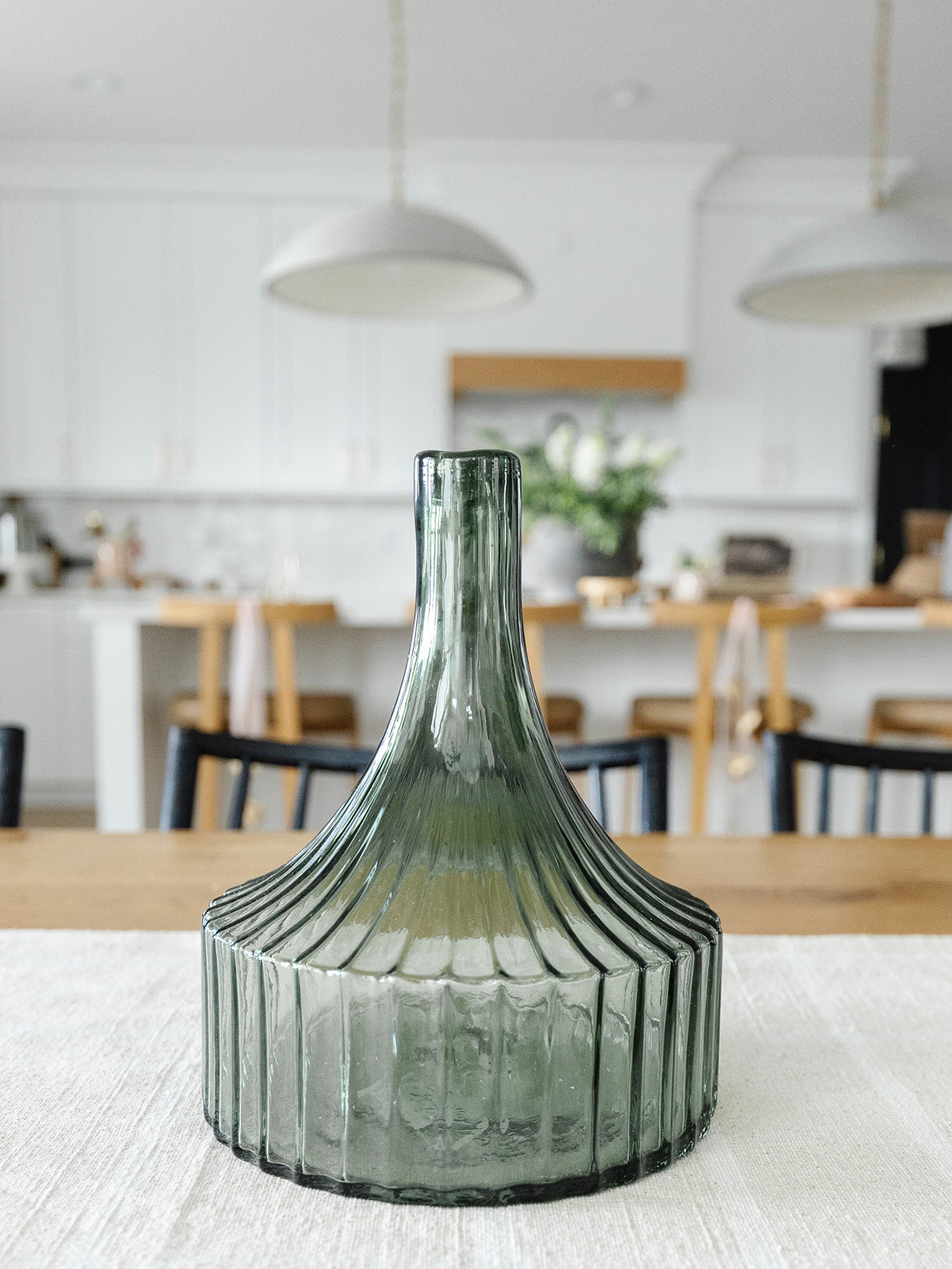 Ribbed Green Transparent Vase - 3 Sizes