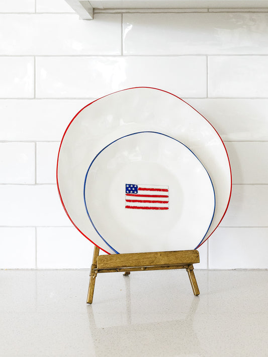 Red Rimmed Dinner Plate