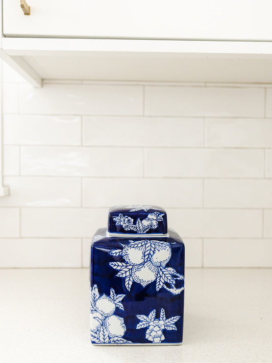 Blue Ginger Jar with Lid