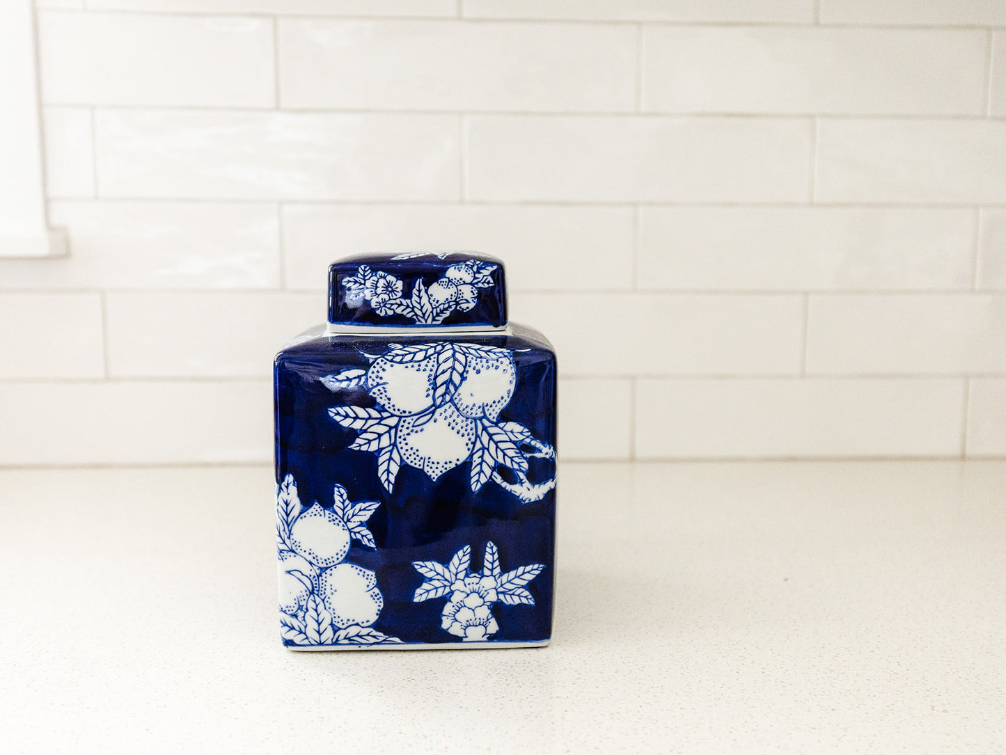 Blue Ginger Jar with Lid