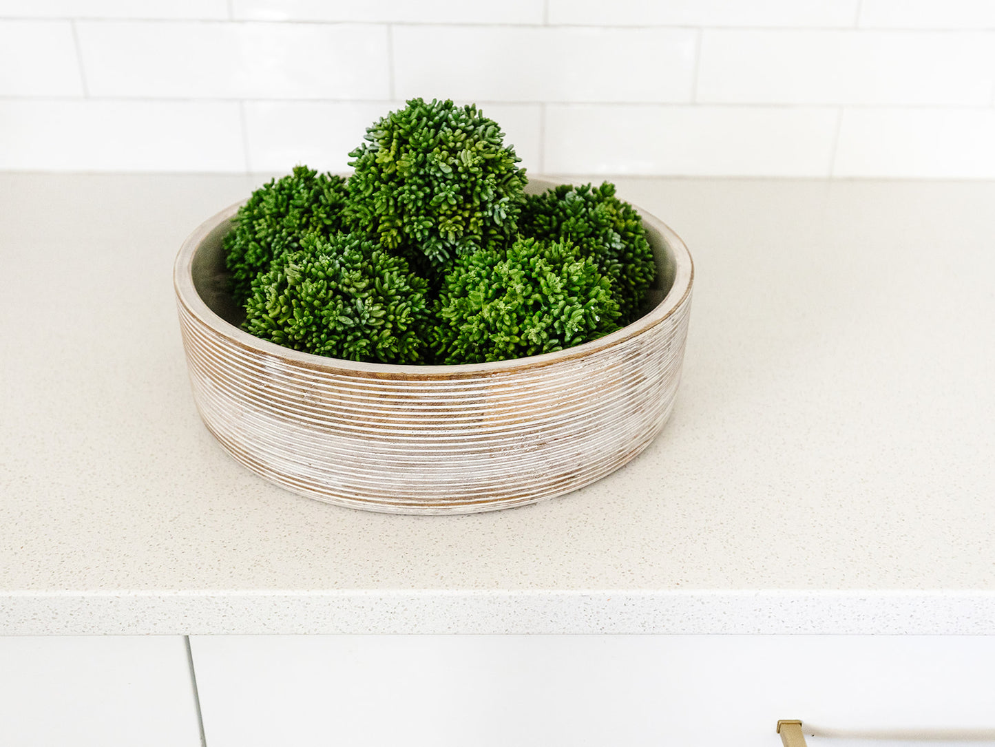 Ribbed Whitewashed Mango Bowl - 2 Sizes