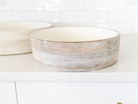 Ribbed Whitewashed Mango Bowl - 2 Sizes
