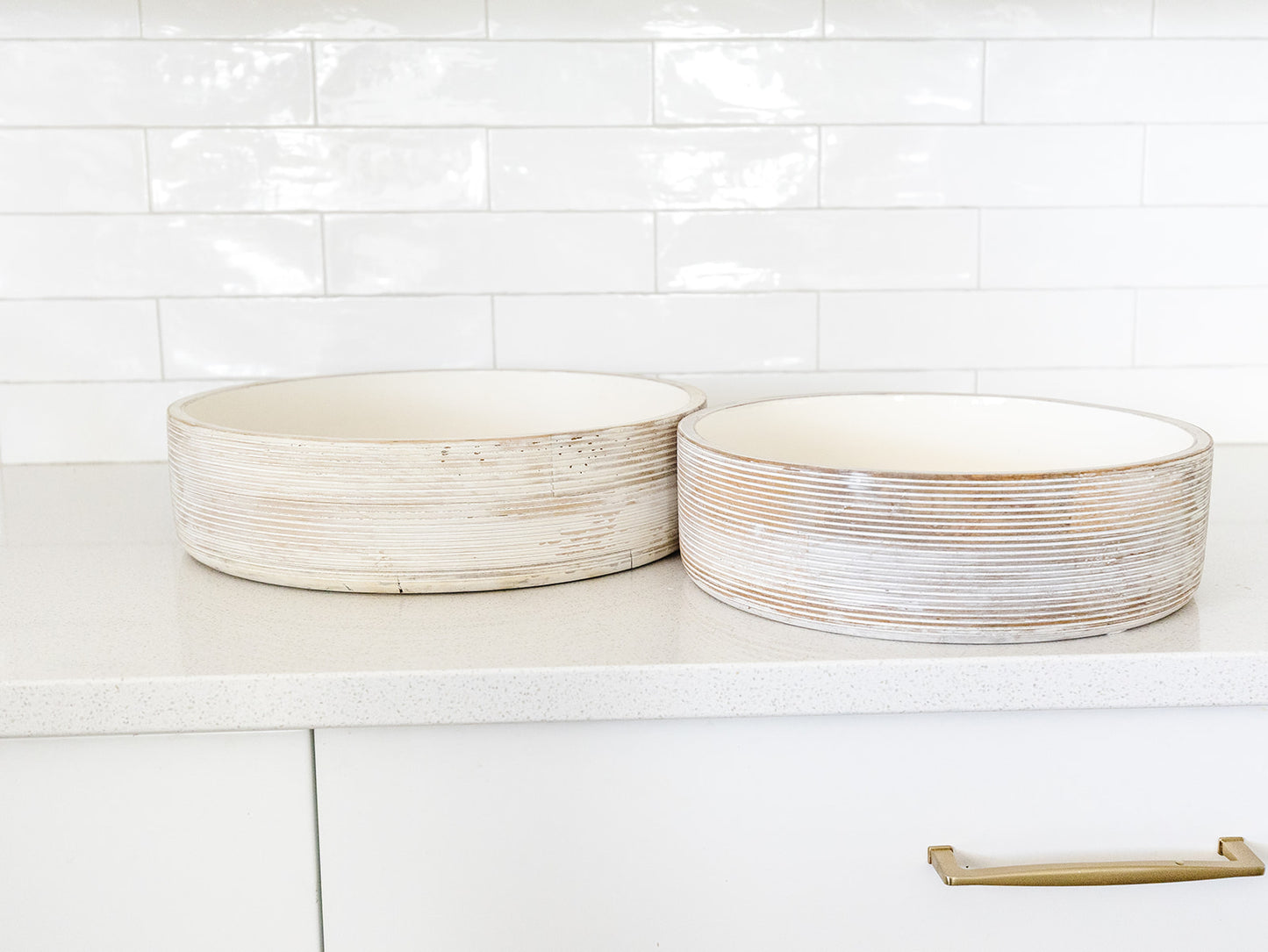 Ribbed Whitewashed Mango Bowl - 2 Sizes