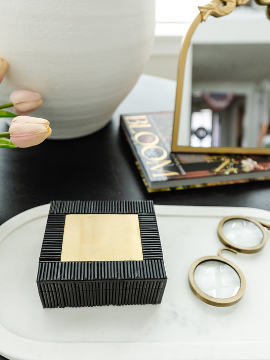 Black Inlaid Box with Brass