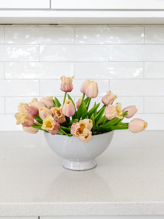 Pink and Cream Real Touch Parrot Tulip Bundle 13" - 12 Stems