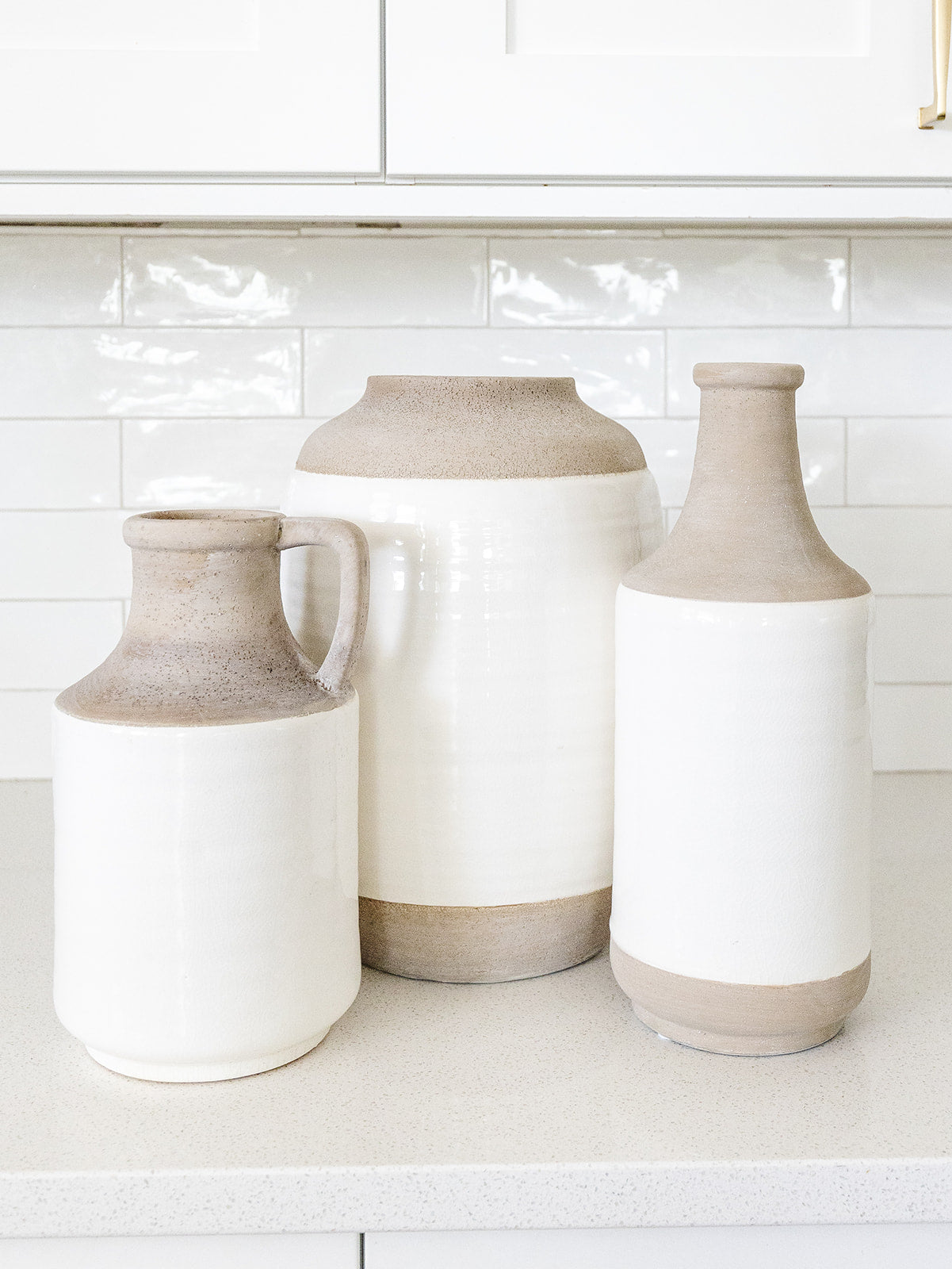 White and Natural Stone Vase - medium