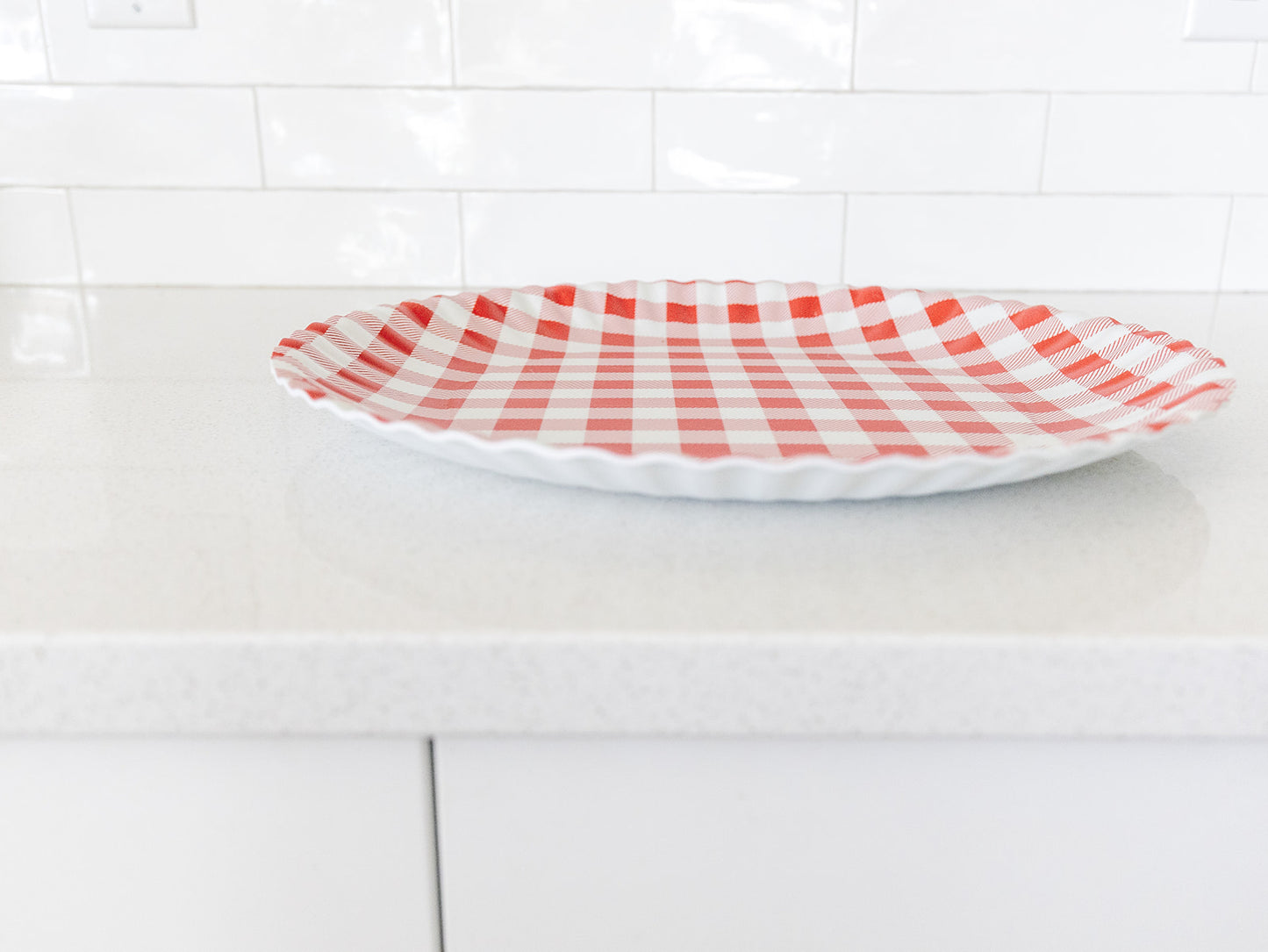 Red Gingham Melamine Platter