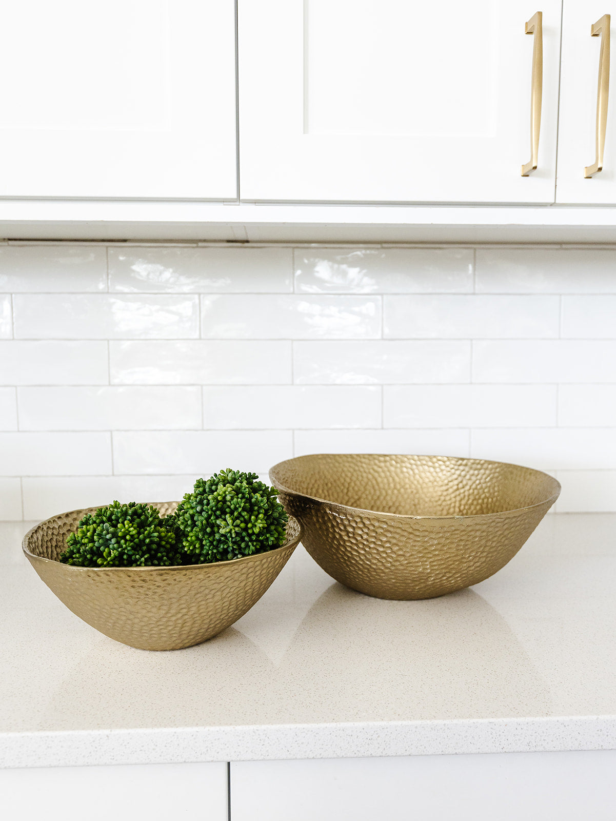 Hammered Champagne Metal Bowl - 2 Sizes