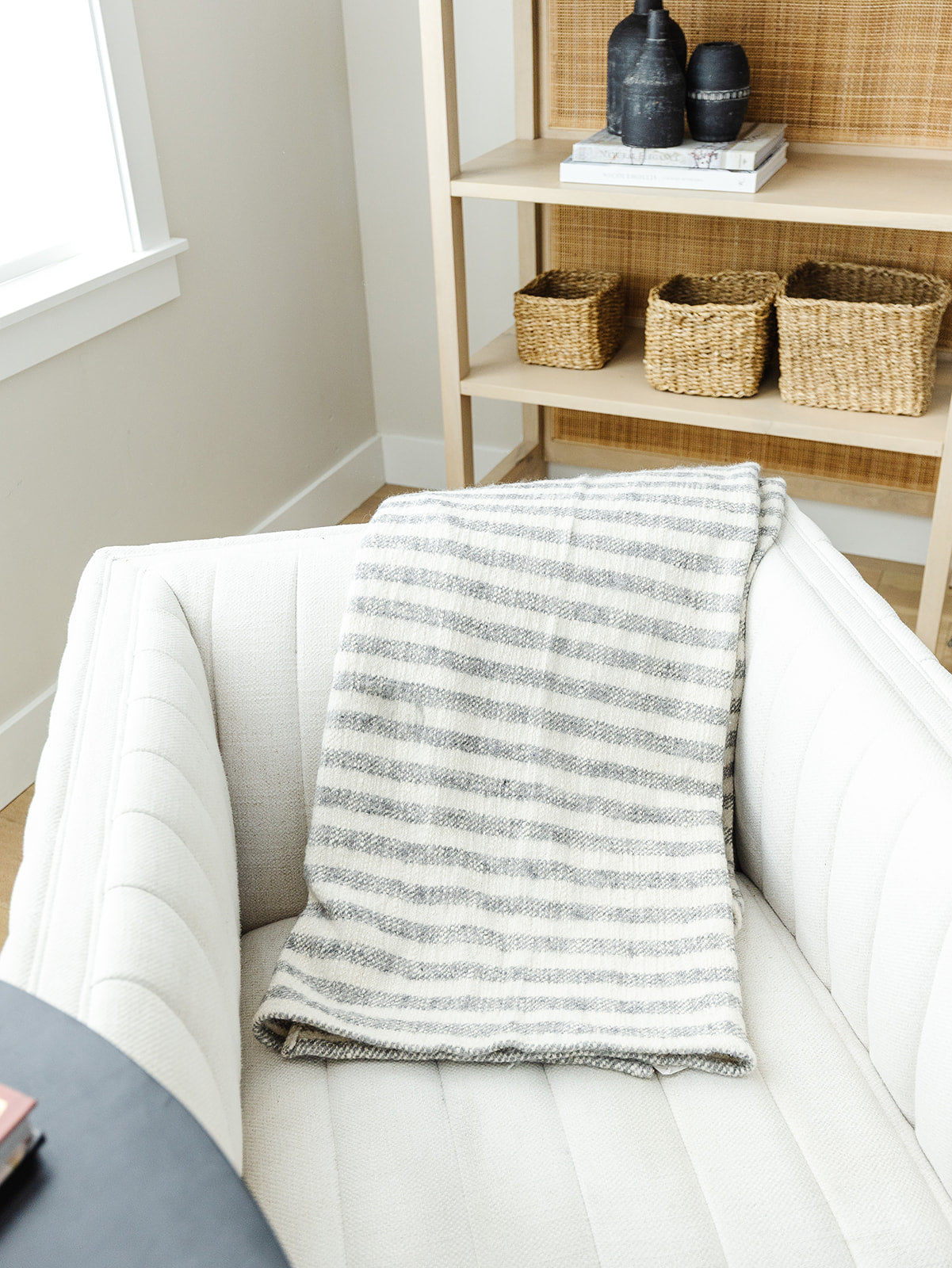 Cream and Grey Wool Throw