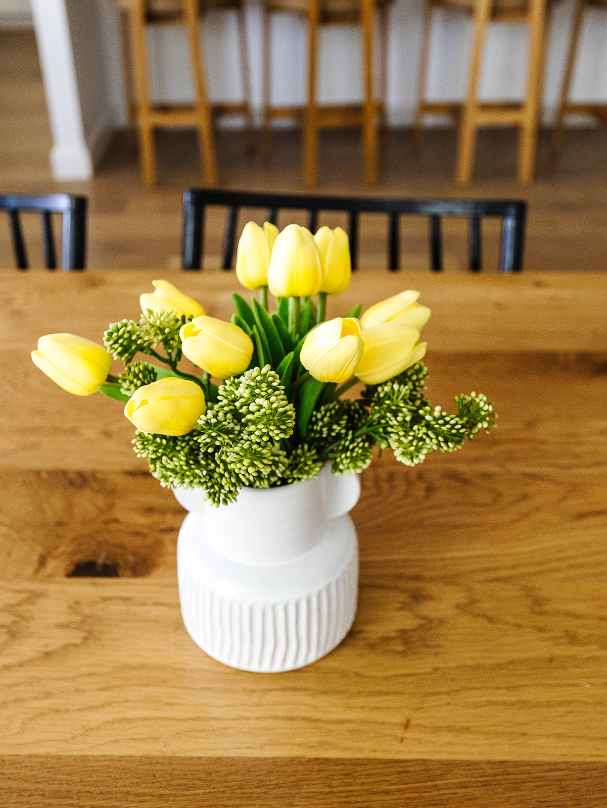 White Pleated Vase with Handles