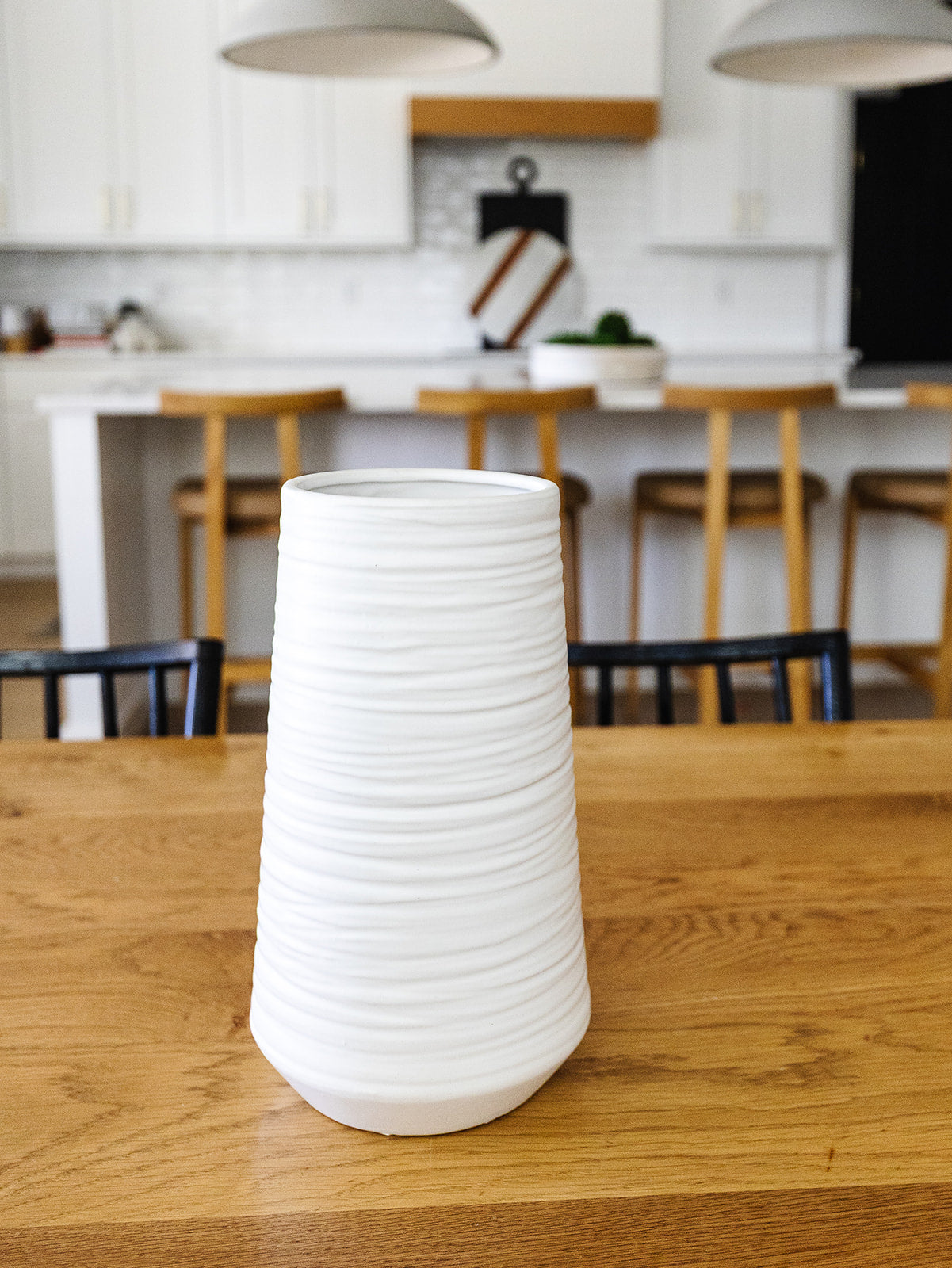 White Porcelain Ribbed Vase - 2 Sizes