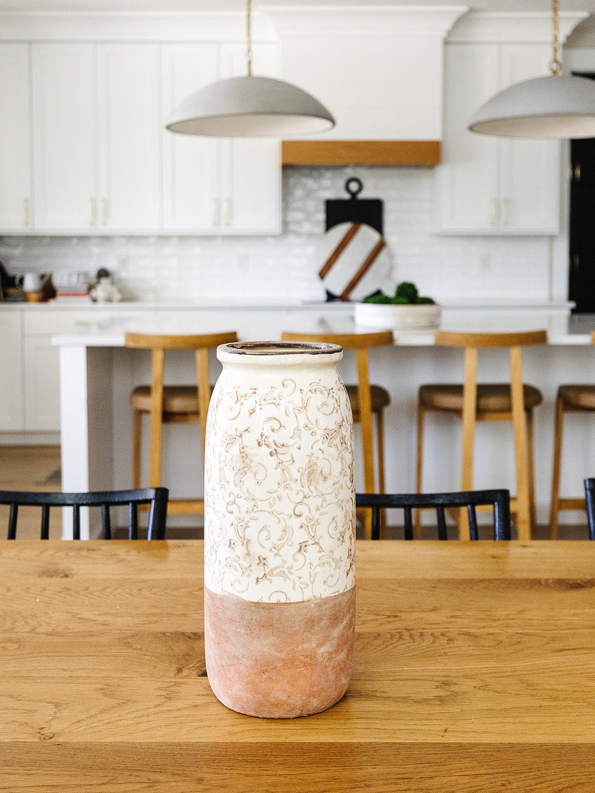 Cream and Tan Floral Vase - 2 Sizes