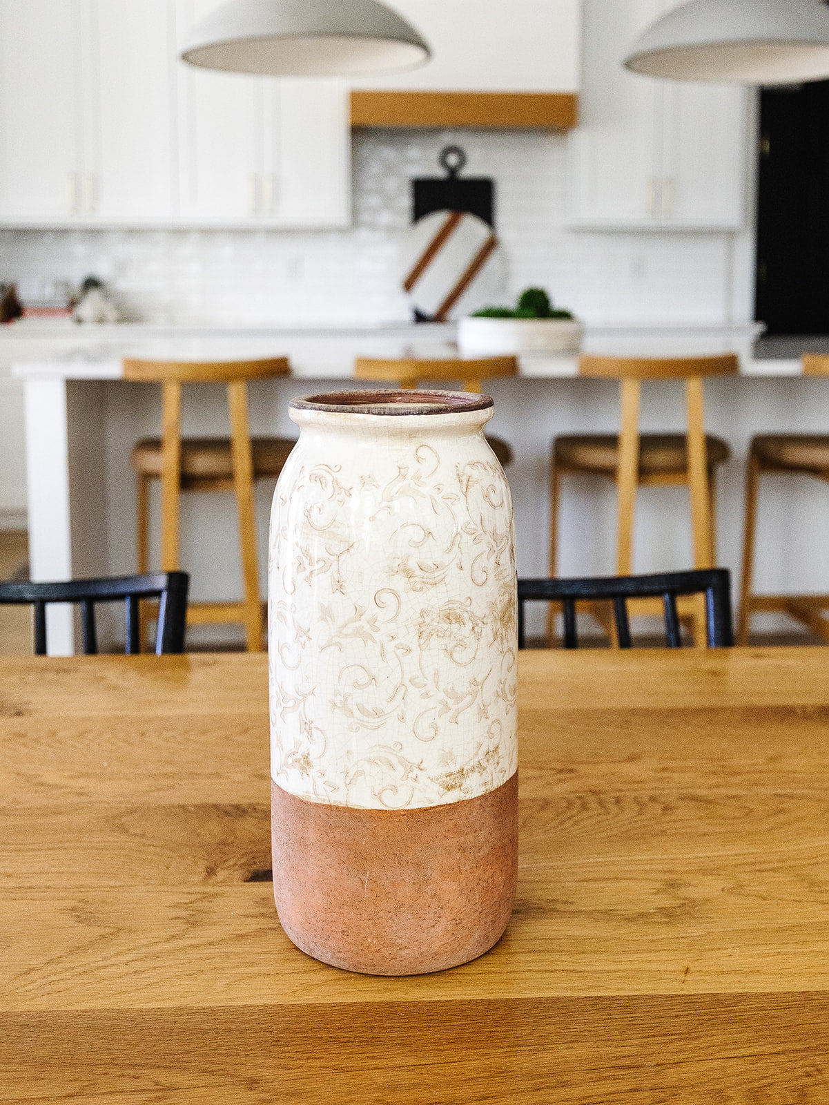 Cream and Tan Floral Vase - 2 Sizes