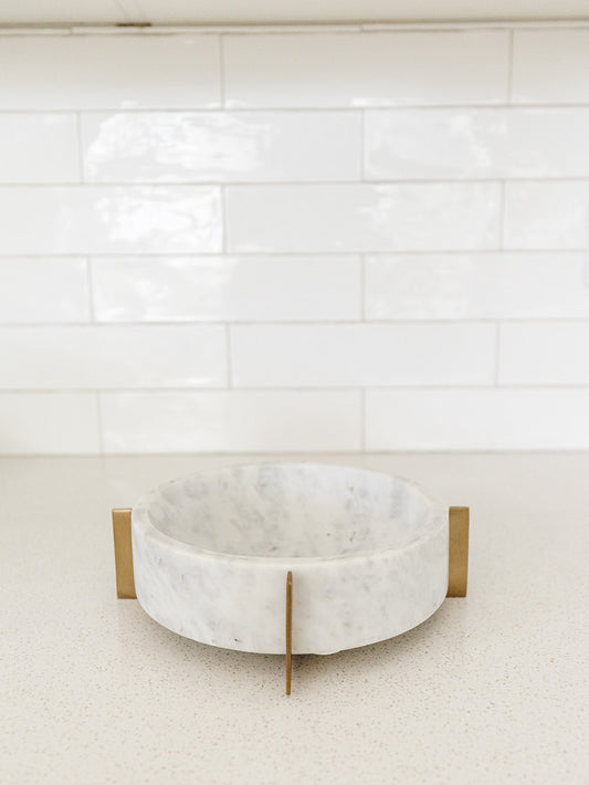 Marble Bowl with Brass Base