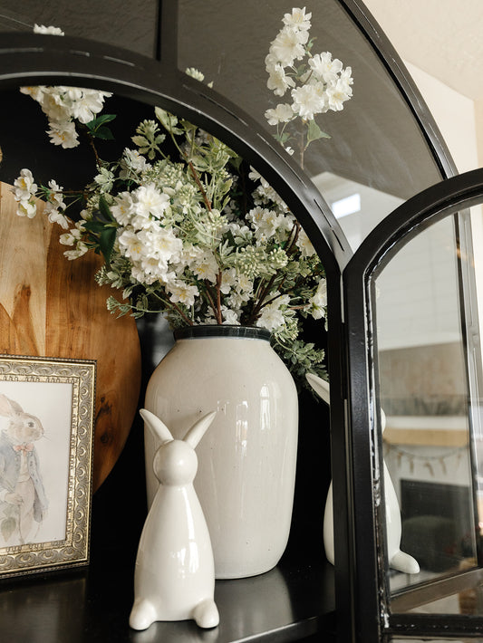 White Crackled Black Rimmed Vase - 3 Sizes