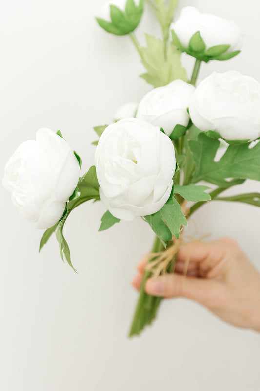 White Ranunculus Real Touch Bundle - 15"