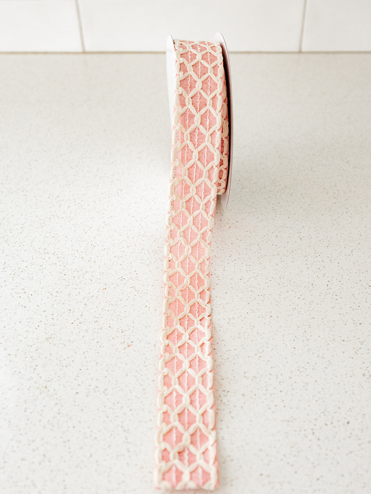 Scalloped Overlay Blush Linen Ribbon - 10yd spool