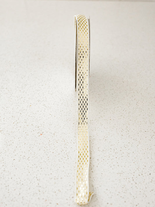 Ivory Champagne Metallic Ribbon - 25yd spool