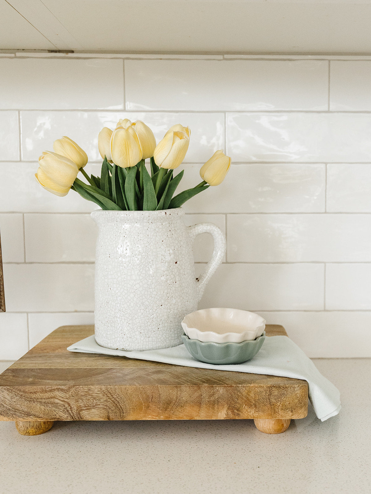 Real Touch Tulip in Light Yellow Single Stem