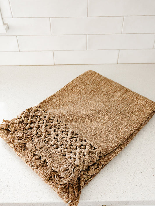 Crochet & Fringe Cotton Throw