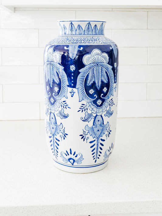Royal Blue and White Tall Vase